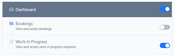 Dashboard category permissions