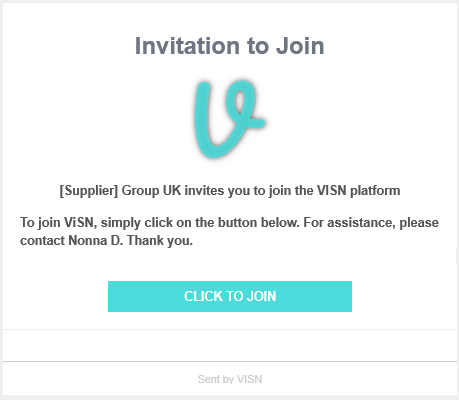 Invitation email sent to user